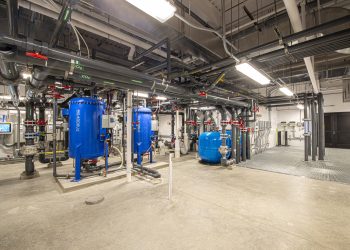 Mechanical Room at Berthoud Recreation Center at Waggener Farm Park in Berthoud, CO. Mechanical Engineering completed by 360 Engineering.