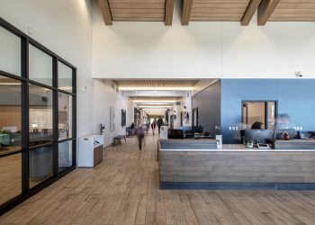 Reception desk at Berthoud's Waggener Recreation Center in Larimer County, CO.