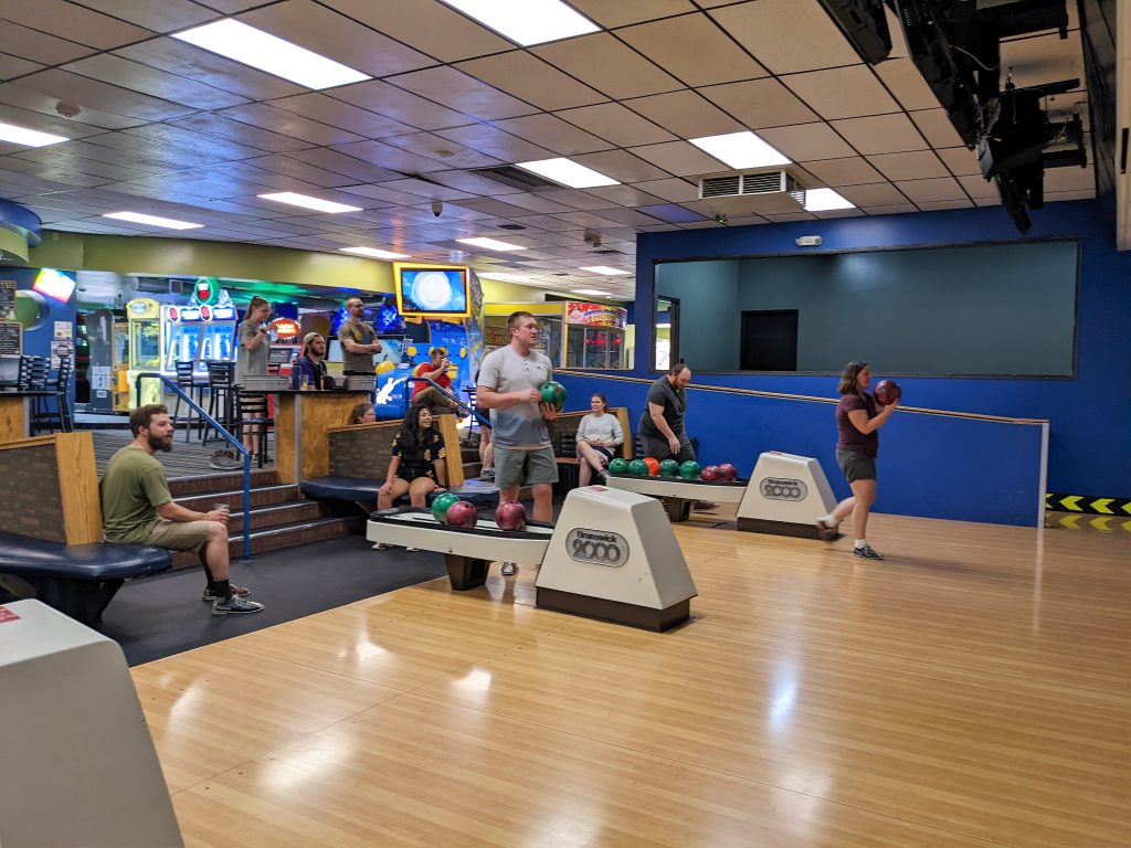 Company bowling outing.